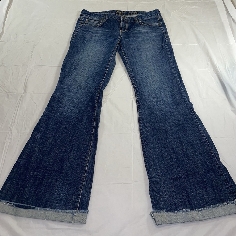 Chip and Pepper Ocean Beach Ultra Flare Jeans Blue Denim Womens Size 11 Low Rise